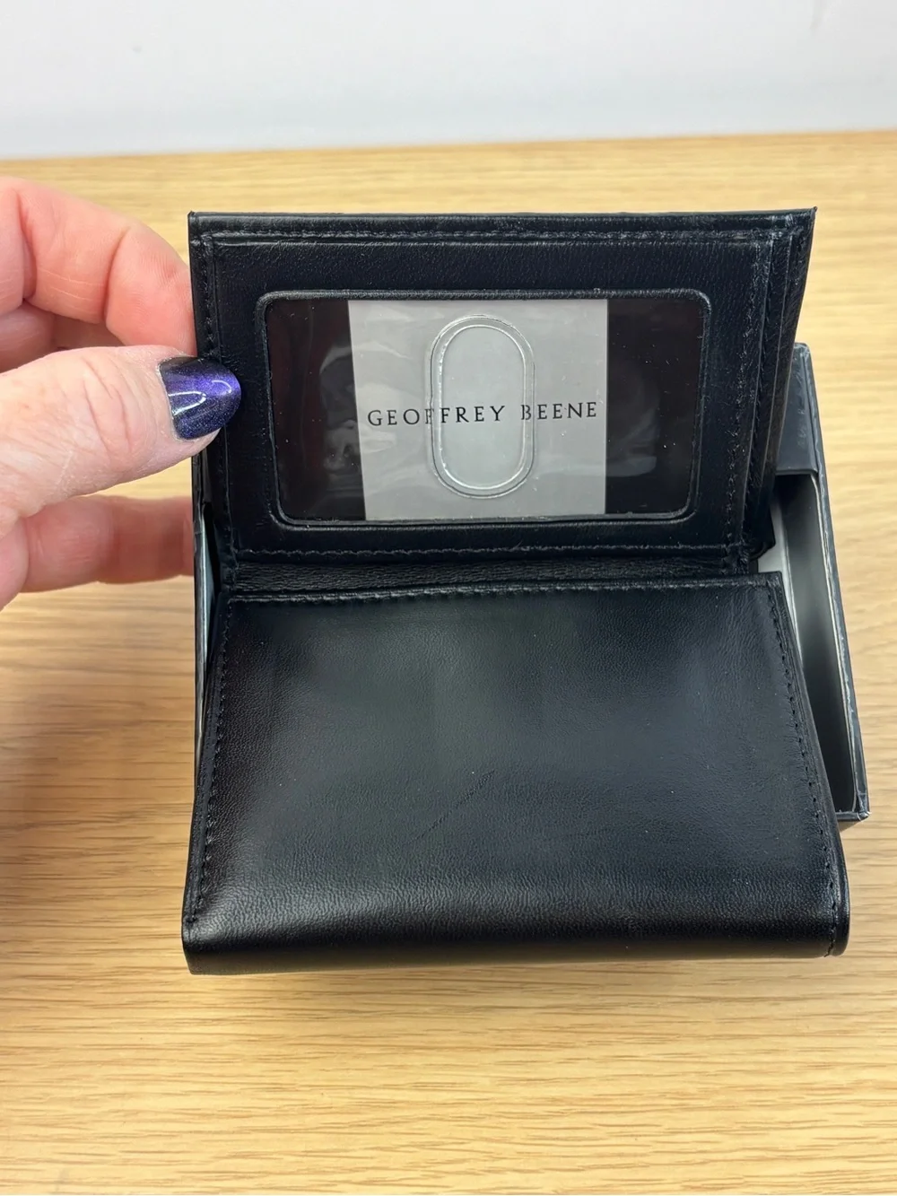 Geoffrey Beene Men's Black Trifold Soft Leather Wallet NEW!